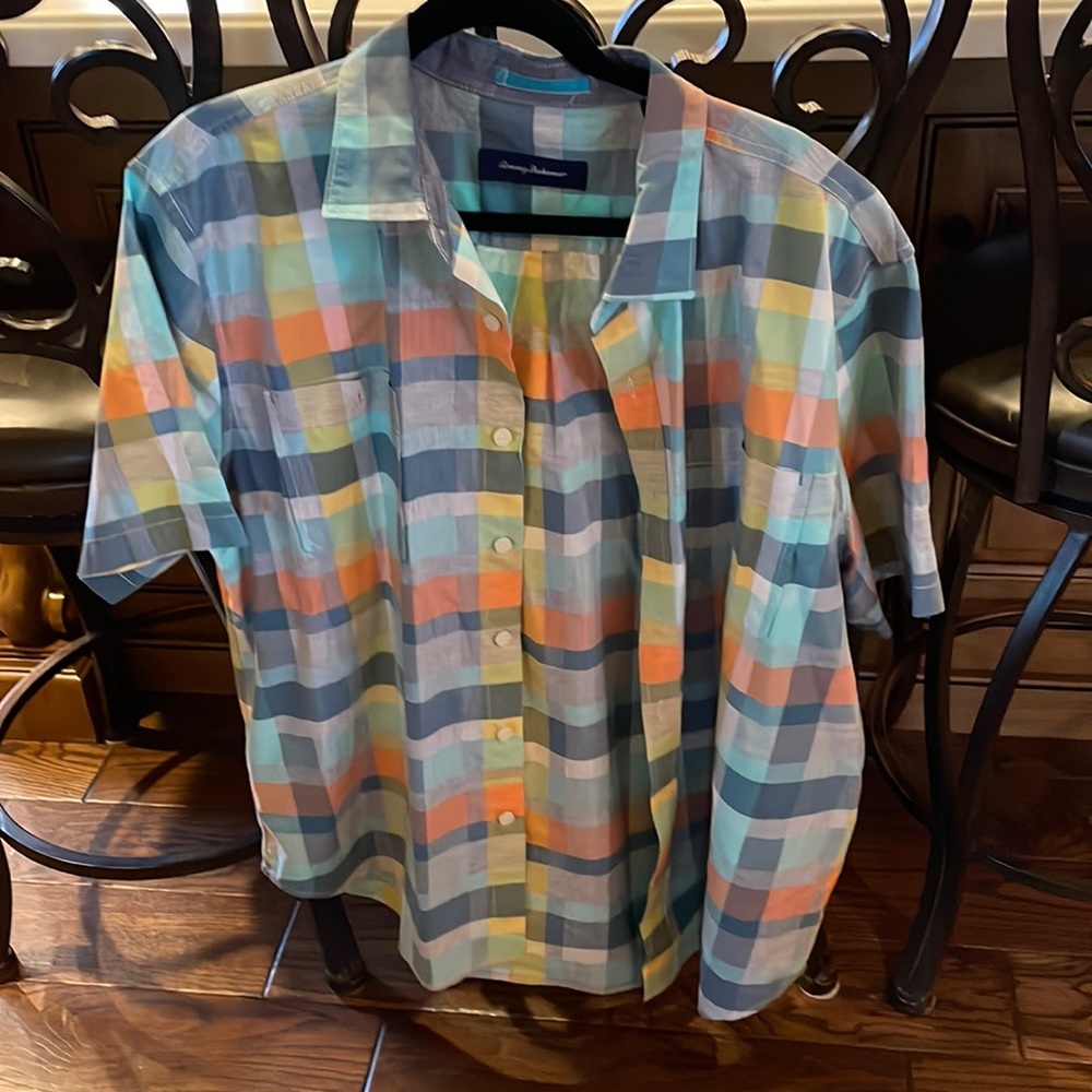 Plaid short sleeve Mens shirt